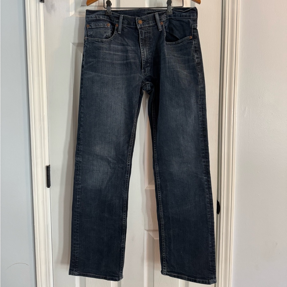 Levi's Men's Straight Jeans in Washed Black-Blue